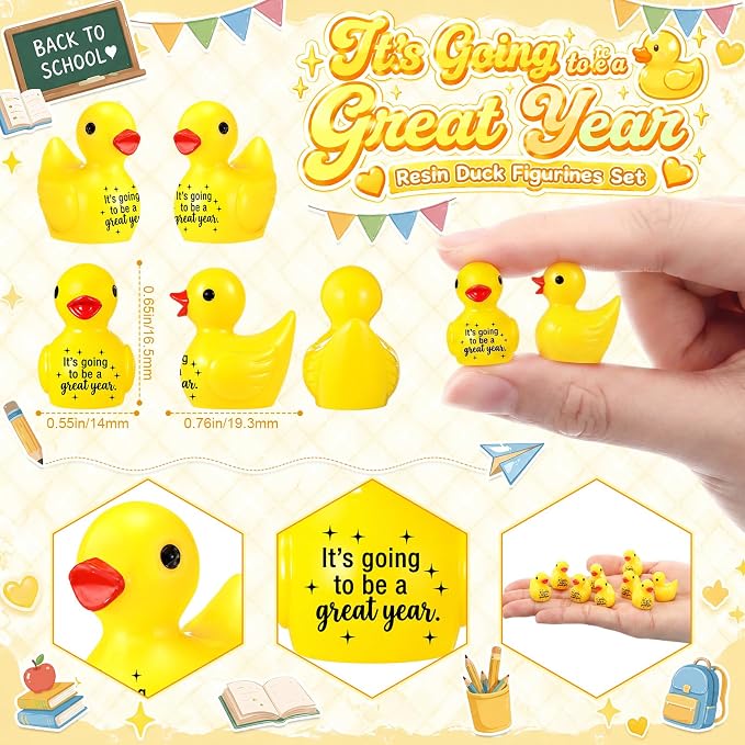 Skylety 30 Pcs Back to School Mini Resin Ducks - Image 2