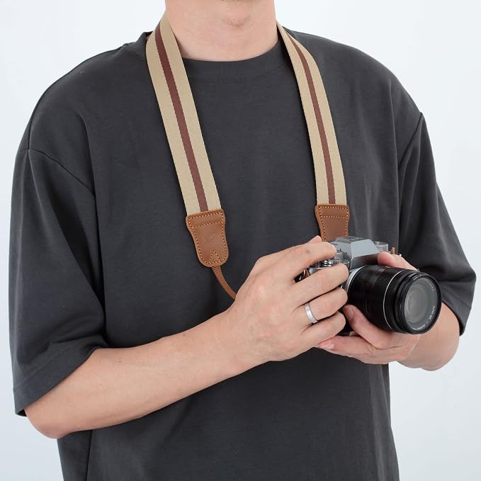Padwa Lifestyle Beige Brown Stripe Camera Strap - Image 3