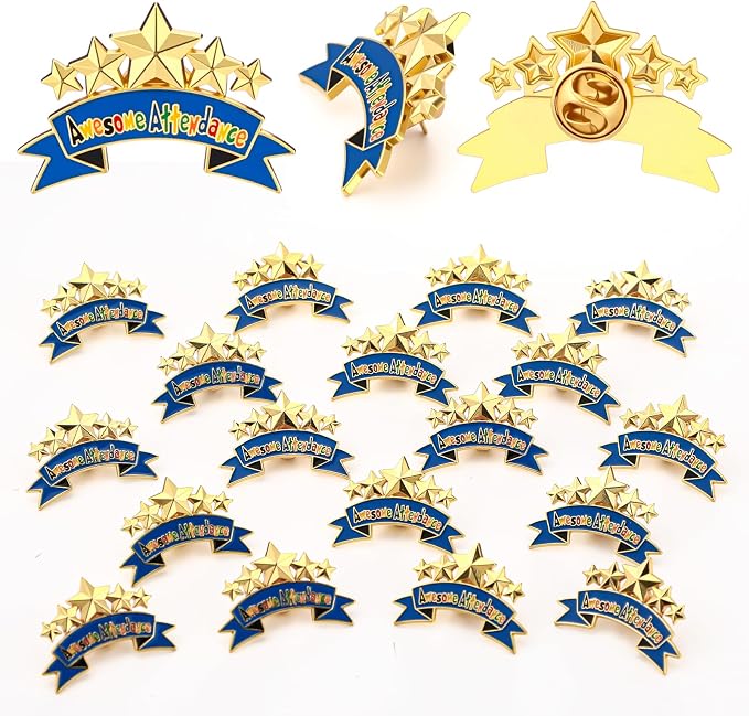 Huquary 50 Pcs Perfect Awesome Attendance Awards Awesome Attendance Star Lapel by Huquary