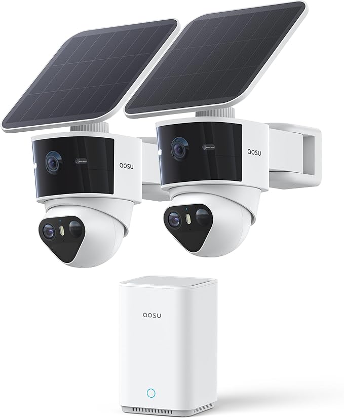 aosu T2 Pro Solar Security Cameras Wireless Outdoor, 2 Cam Kit, 3K Dual Cam No by AOSUSecurityOffical