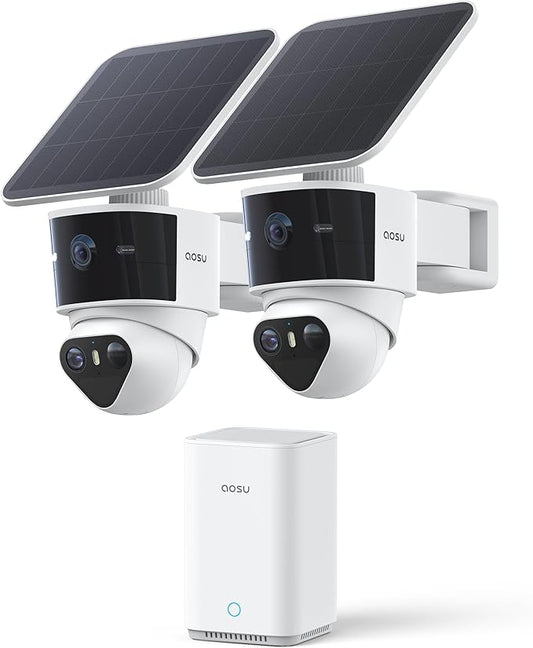 aosu T2 Pro Solar Security Cameras Wireless Outdoor, 2 Cam Kit, 3K Dual Cam No by AOSUSecurityOffical