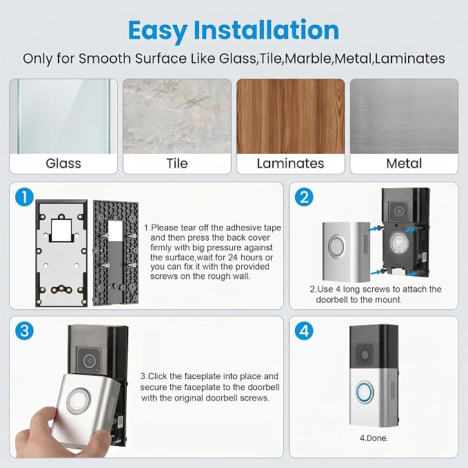 No-Drill Adhesive Doorbell Mount - Image 6