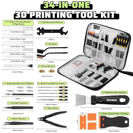 3D Printer Tools Kit, Removal Scrapers, Finishing Tools, 5 Types of Files - Image 2