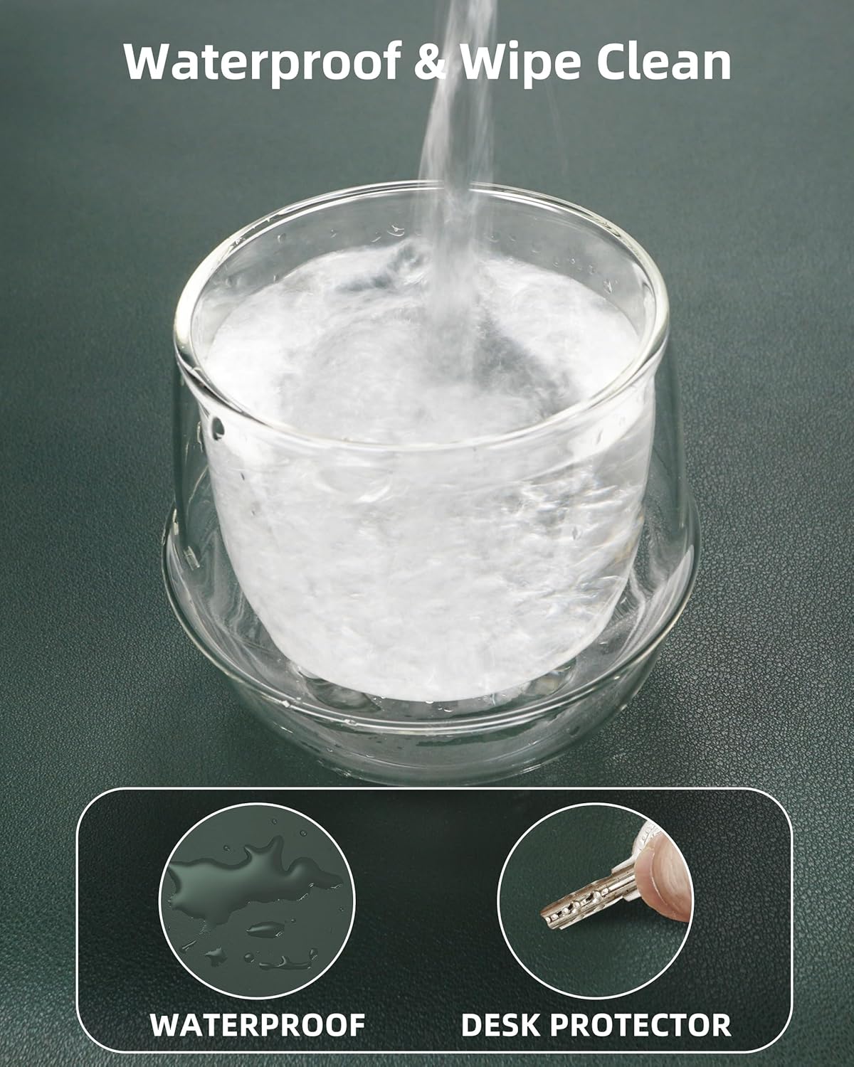 Leather Desk Pad Protector, Large Desk Pad Mat, Office Desk mat,Waterproof Non-Slip PU Leather Desk Blotter,Desk Accessories for Home/Decor(Dark Green, 55" x 17")