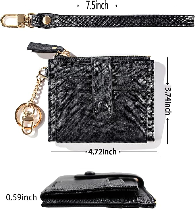 Keychain Wallet Wristlet Small Credit Card Holder Bracelet Key Chain Purse - Image 2