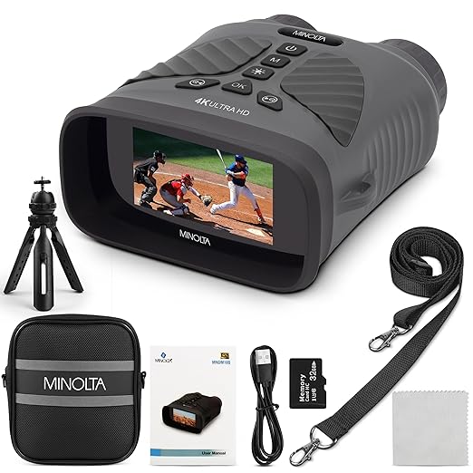 Minolta 10x25 Digital Night Vision Monocular w/Built-in 4K HD Video Camera by Minolta