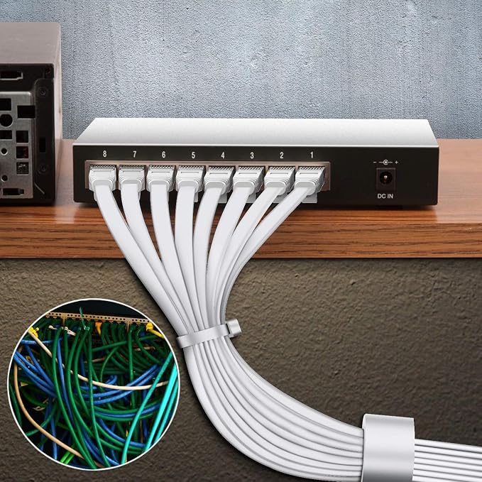 BUSOHE Cat6 Ethernet Cable 100 FT White, Cat-6 Flat Internet LAN Network - Image 7