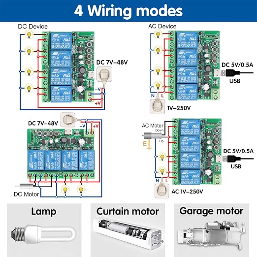 DieseRC 4 Channels WiFi Smart Switch, DC 5V 12V 24V 36V Passive Output Relay - Image 7