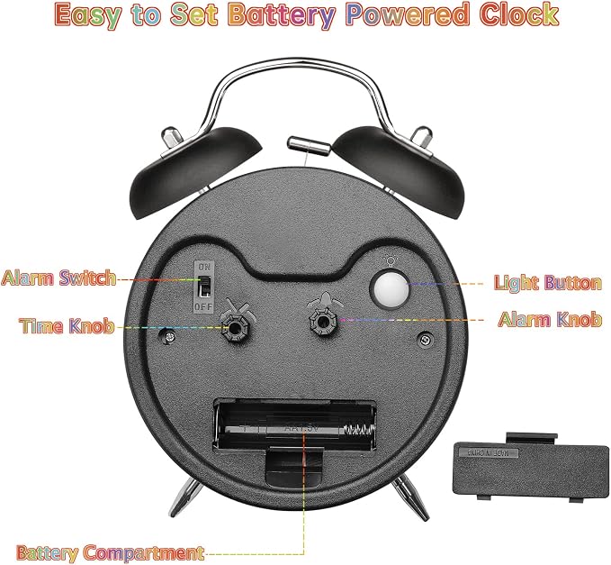 Peakeep Loud Alarm Clock for Kids Learning Telling Time Teaching Clock - Image 5