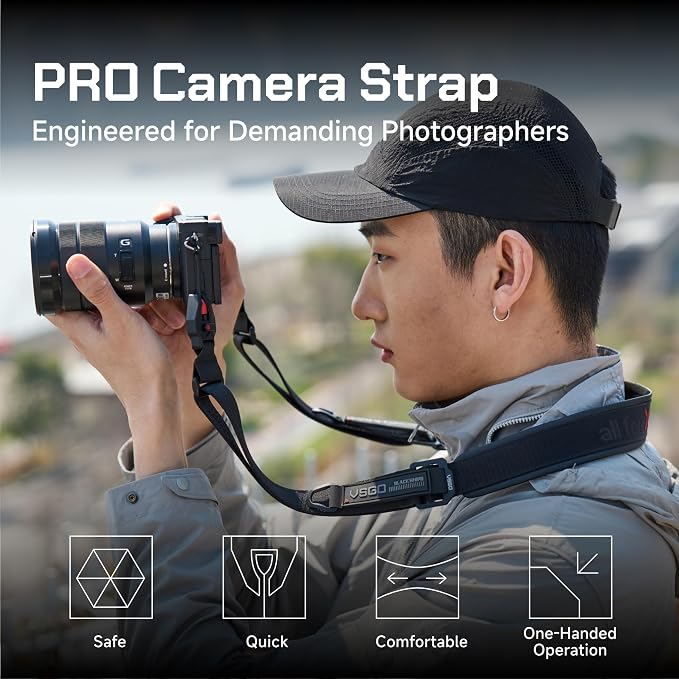 VSGO Black Snipe Pro Camera Shoulder Strap –– DSLR Camera Strap & Quick-Release - Image 4
