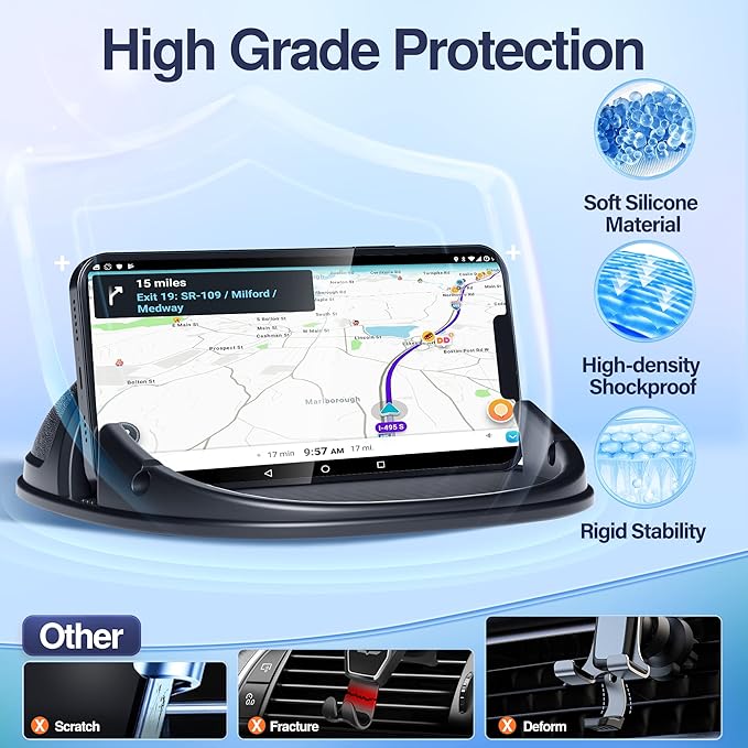 Loncaster Car Phone Holder, Car Phone Mount Silicone Car Pad Mat - Image 4