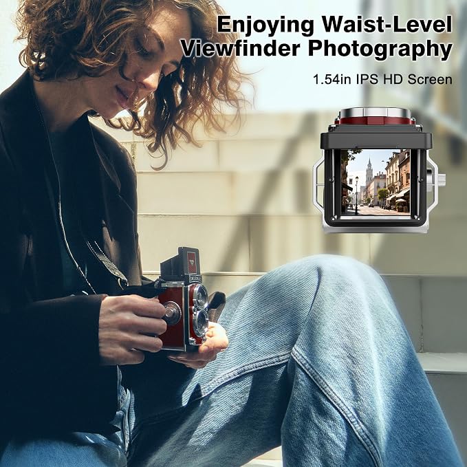 CHUZHAO Vintage Mini Digital Camera, Portable TLR Style Retro Point and Shoot - Image 3