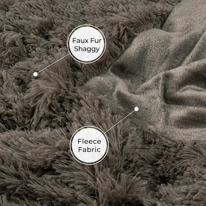 Tuddrom Decorative Extra Soft Faux Fur Throw Blanket 50"x60", Solid Reversible - Image 5