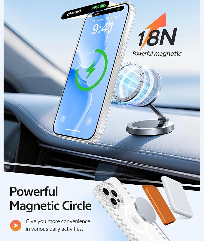 FNTCASE for iPhone 14 Pro Case: Anti Yellowing Transparent Clear Magnetic Phone - Image 3