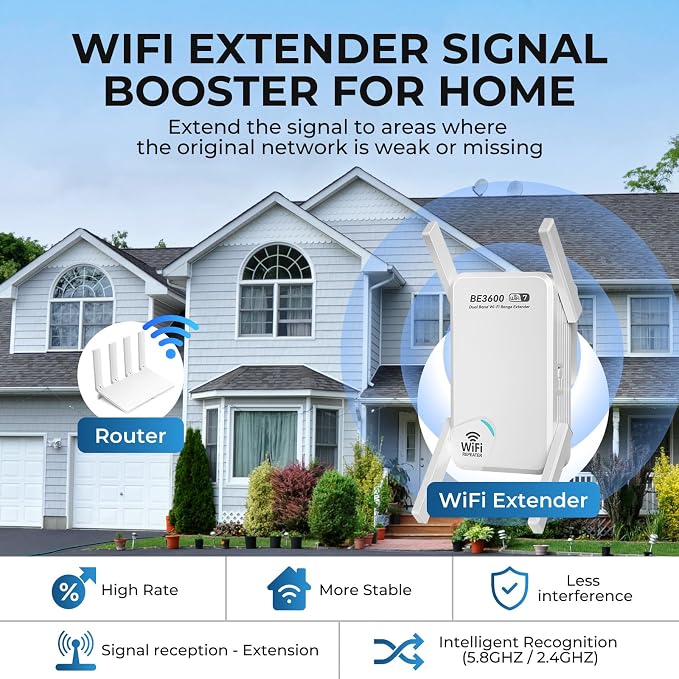WiFi 7 Extender Signal Booster for Home, 3.6 Gbps Dual-Band Internet Extender - Image 3
