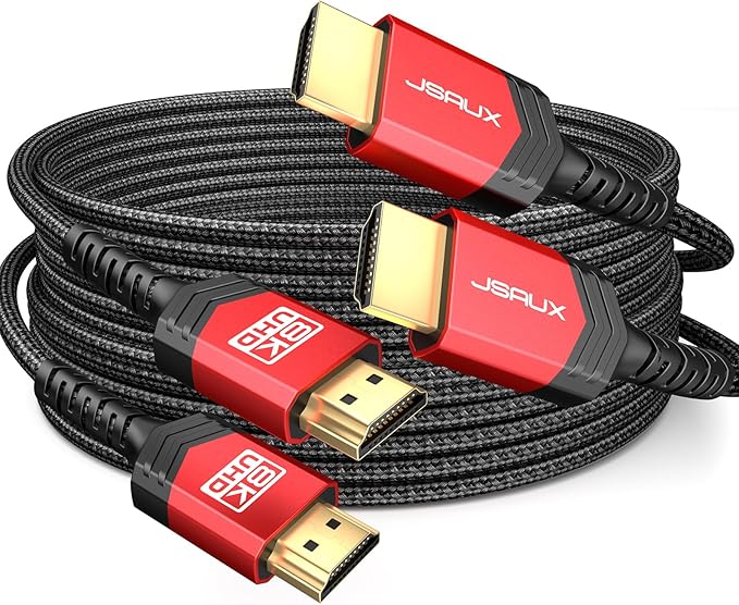 JSAUX 10K HDMI Cables 2.1 10FT 2-Pack 48Gbps 8K@60Hz 4K Ultra High Speed Cords by JSAUX