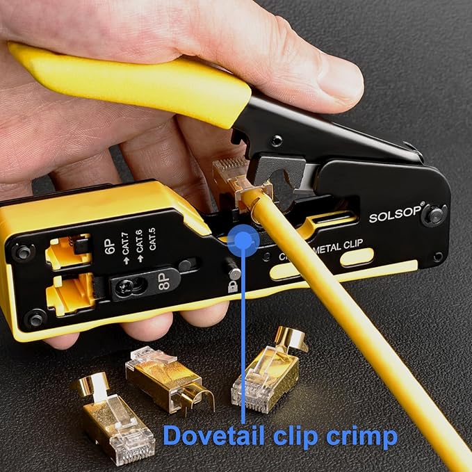Solsop Pass Through RJ45 Crimp Tool Kit All-in-One Ethernet Crimper Cat7 Cat6 - Image 4