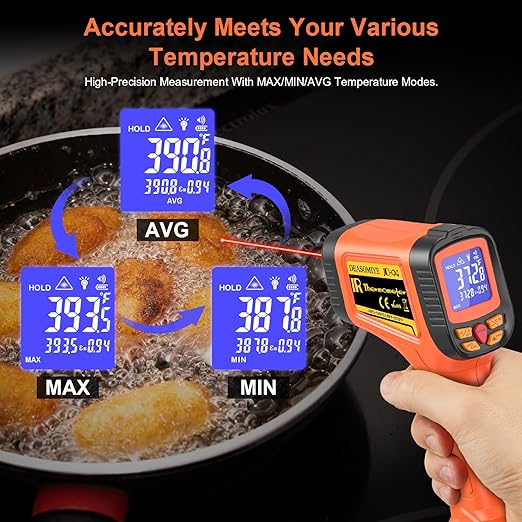 -58°F to 2732°F Digital Infrared Thermometer Gun, 50:1 Distance Ratio Laser - Image 6
