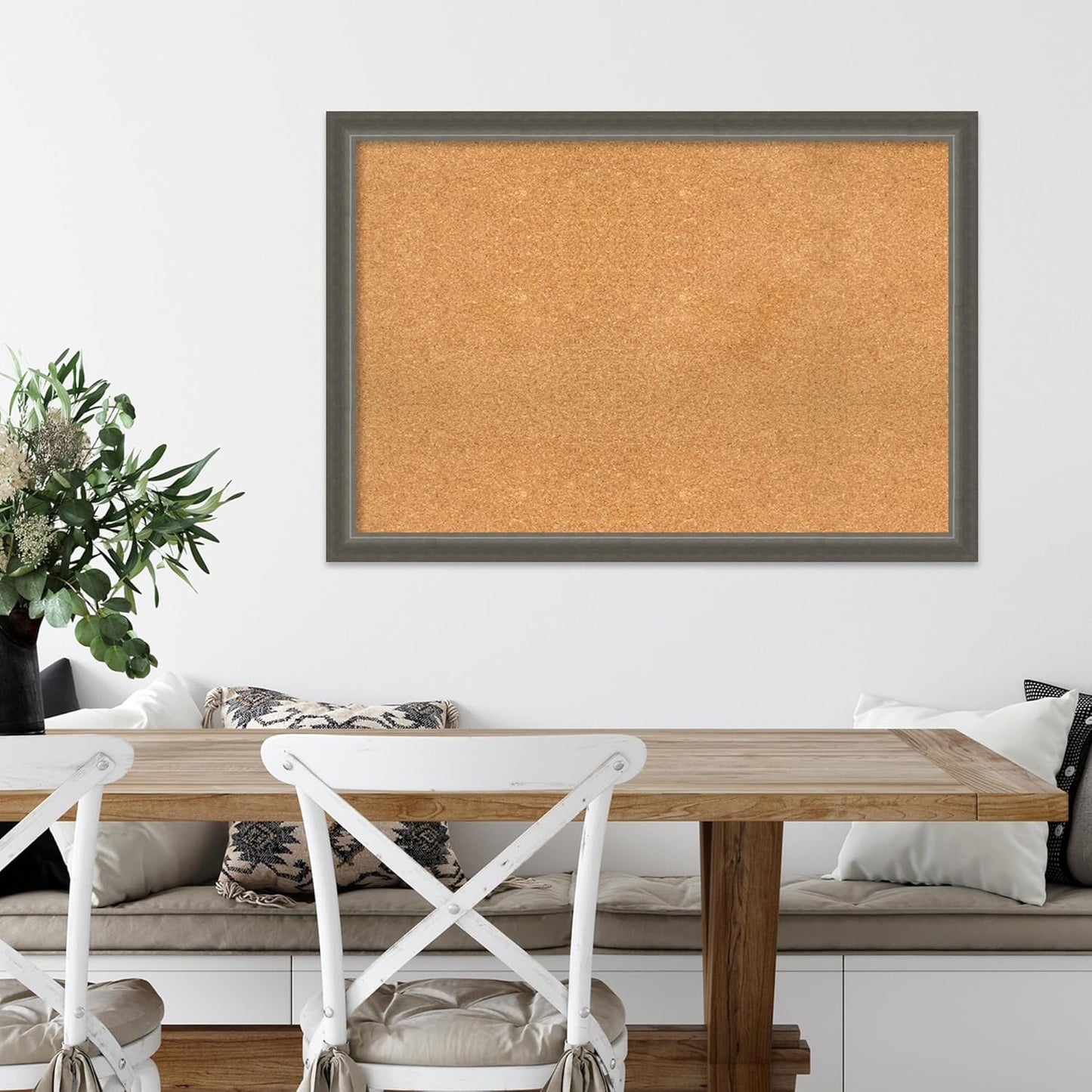 Amanti Art Natural Cork Board for Wall, 27x39 Vision Board with Silver Wood Frame, Large Corkboard Office Decor for Home Organization, Casual Corkboard Pinboard to Display Items for Home Organization