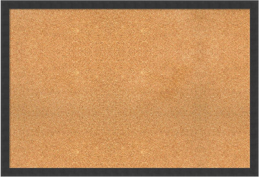 Amanti Art Natural Cork Board for Wall, 26x38 Vision Board with Black Wood Frame, Large Corkboard Office Decor for Home Organization, Modern Contemporary Corkboard Pinboard to display items for home