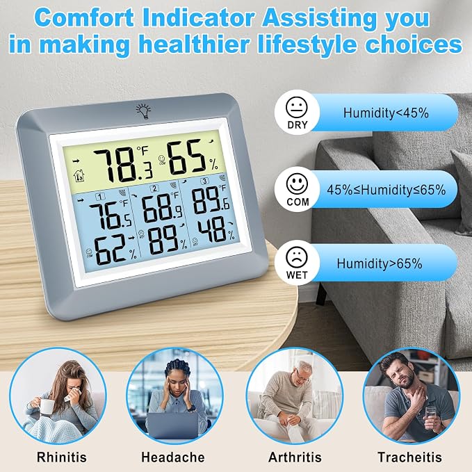 Urageuxy Weather Station Wireless Indoor Outdoor Thermometer - Image 3