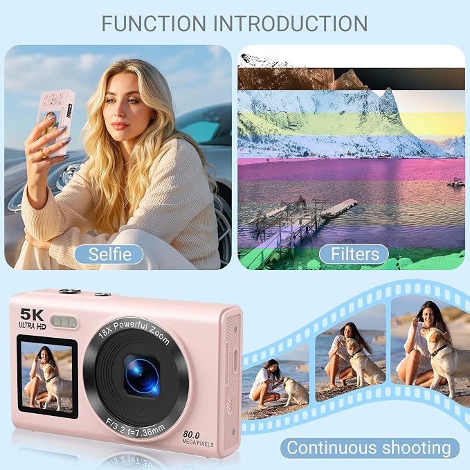 5K Digital Camera for Photography, 80MP Dual Screen Vlogging Camera for YouTube - Image 4