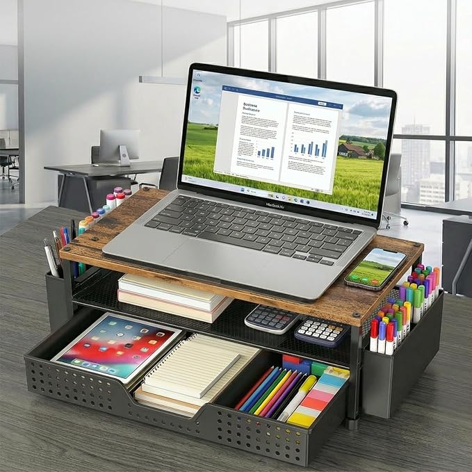 Desk Organizer and Accessories, 2-Tier Computer Monitor Stand Rise - Image 6