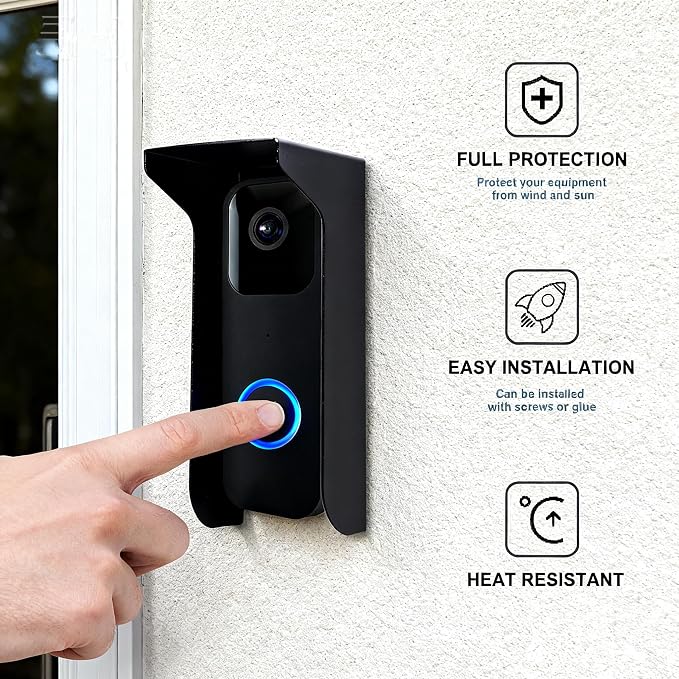YJNBEST Metal Doorbell Cover Weatherproof, Doorbell Rain Cover, Anti Glare Sun - Image 2