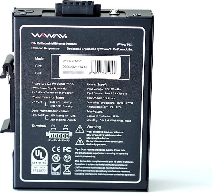 WDH-5GT-DC 10/100/1000Mbps Gigabit Unmanaged 5-Port Industrial Ethernet Switches - Image 4