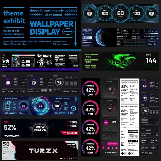 WOWNOVA 8.8" Computer Temp Monitor, 1 Click 1 Cable to Get Started Quickly PC - Image 5