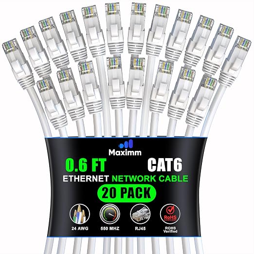 Maximm Cat 6 Ethernet Cable 0.6 ft by MaximmCable