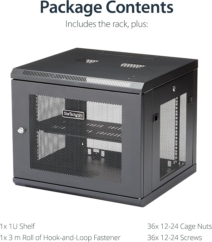 StarTech.com 4-Post 9U Wall Mount Network Cabinet w/ 1U Shelf, Ships Fully - Image 5