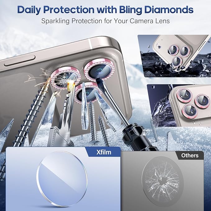 for iPhone 17 Pro / 17 Pro Max Camera Lens Protector Bling, Individual Diamond - Image 3