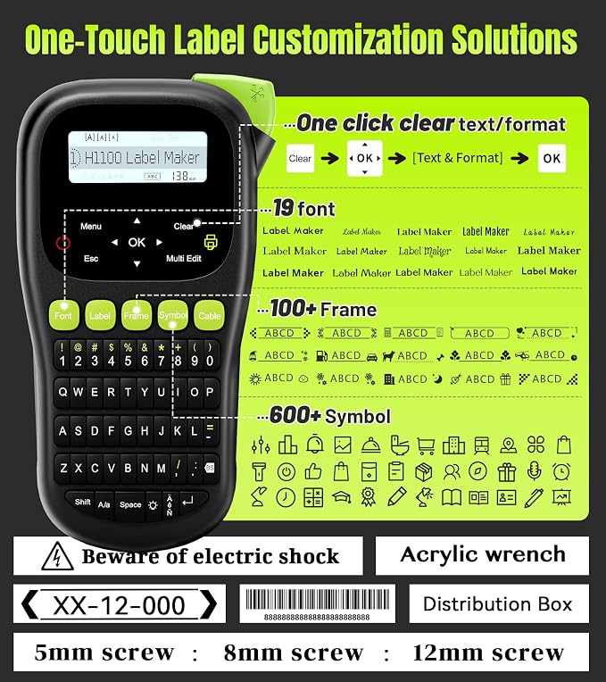 Label Maker Machine with 4 Tapes, Wire Label Maker Waterproof-Labels, Laminated - Image 6