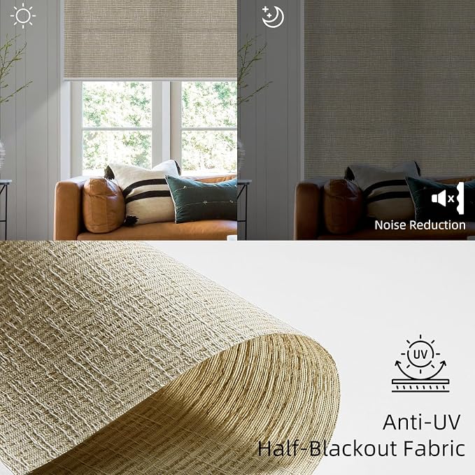 SmartWings 70% Light Filtering Motorized Roller Shades Work - Image 4