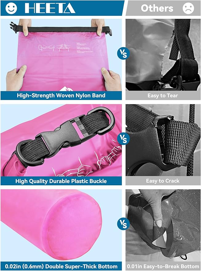 HEETA Dry Bag Waterproof for Women Men, 5L/10L/20L/30L/40L Roll Top Lightweight - Image 4