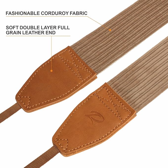 Padwa Lifestyle Camel Corduroy Camera Strap - Image 2