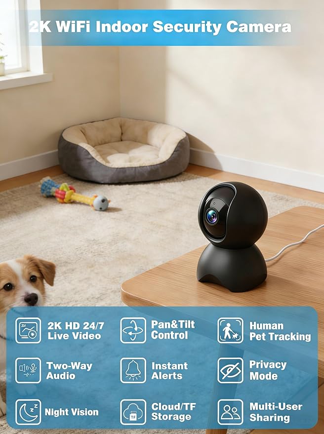 2K 5G Indoor Security Camera, No Subscription AI Baby Monitor - Image 2