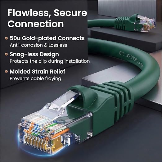 GEARit Cat 6 Ethernet Patch Cable 10 ft Green Cat6 Patch Cables 10ft - Image 4