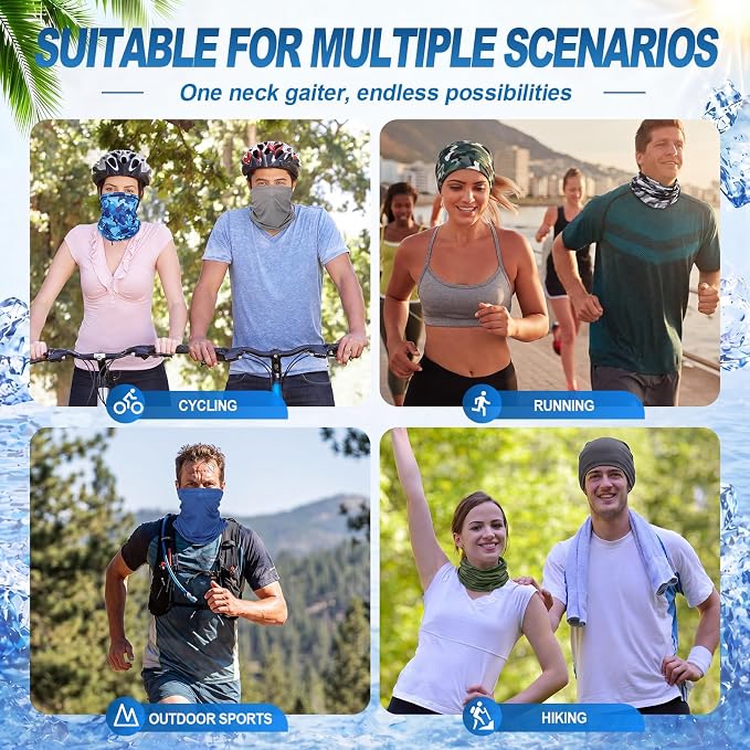 Geyoga 6 Pieces Summer UV Protection Cooling Neck Gaiter Face Clothing Neck - Image 7