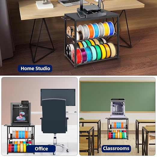 3D Printer Stand with Filament Storage, Sturdy Wooden 3D Printer Table Holds 32 - Image 7