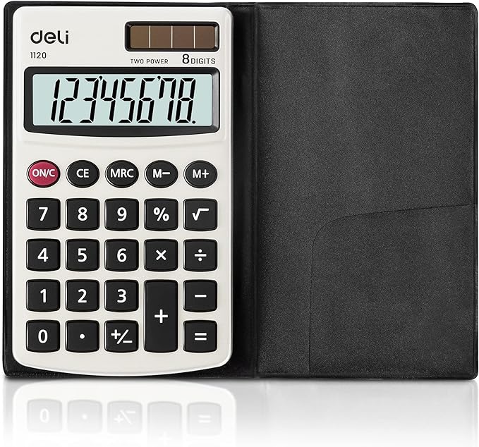 Calculator, Deli Standard Function Basic Calculators, Solar Battery Dual Power by delioffice