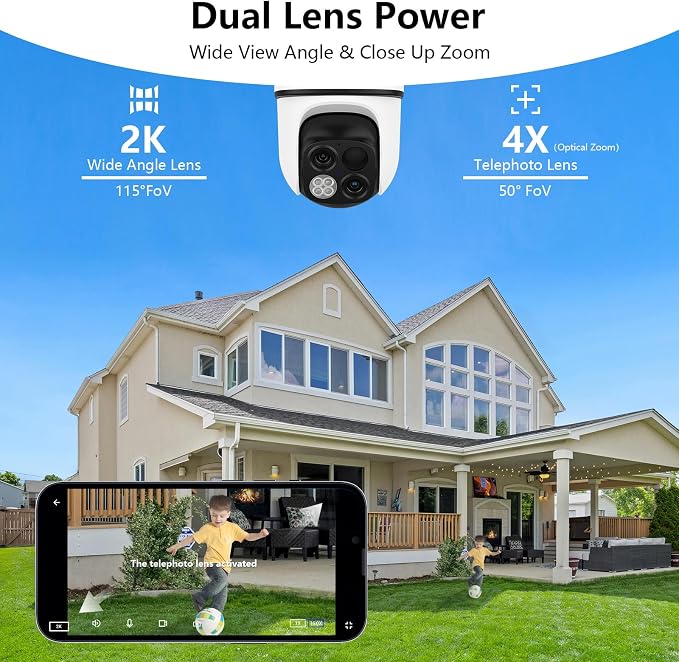 wansview Security Cameras Wireless Outdoor-2K Dual Lens Home Security Cameras - Image 2