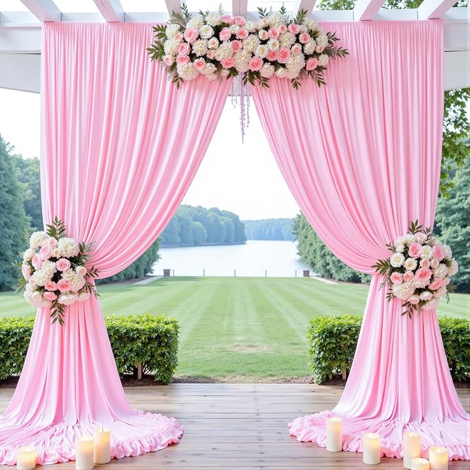 12ft x 10ft Pink Backdrop Curtains - Image 9
