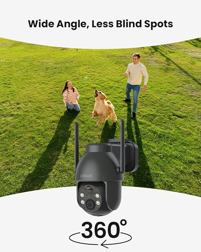 ieGeek Solar Camera Outdoor Wireless, 2K WiFi Outside Cameras - Image 4