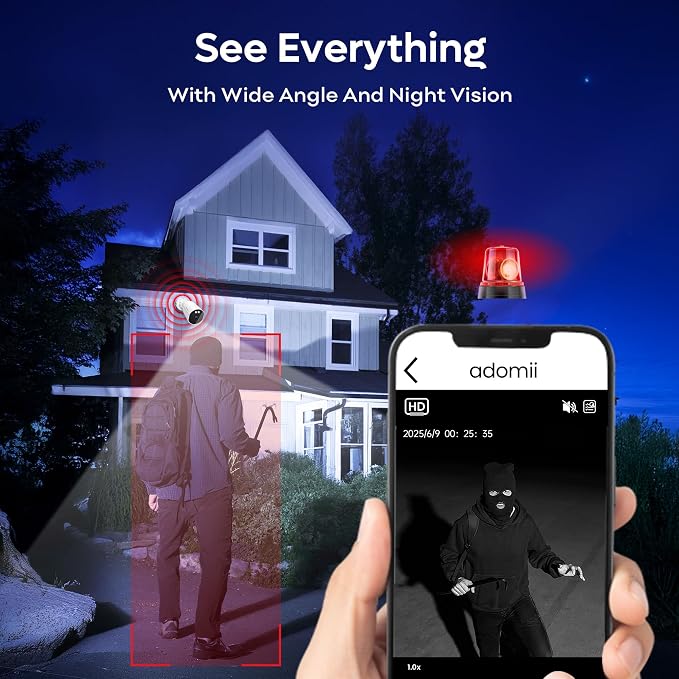 adomii 2K Security Cameras Wireless Outdoor, 33ft Night Vision, IP65 - Image 3