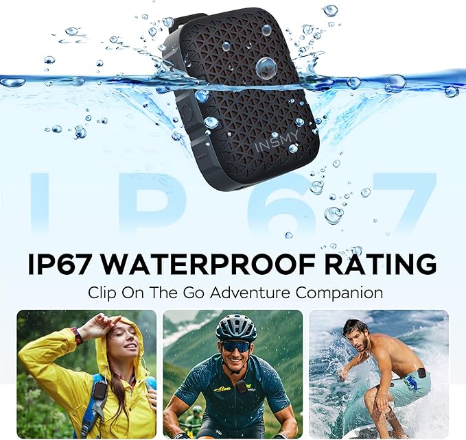 INSMY Wearable Bluetooth Speakers, IP67 Waterproof, Clip-On Portable Small - Image 2