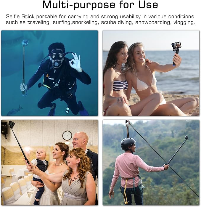 GEPULY 7''-23''Waterproof Pole Selfie Stick Pocket Size Underwater Handle Grip - Image 7