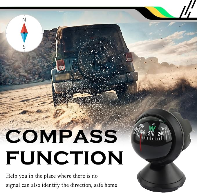 Compass for Car with Bottom Stick Car Compass Ball, Adjustible and Night Vision - Image 4