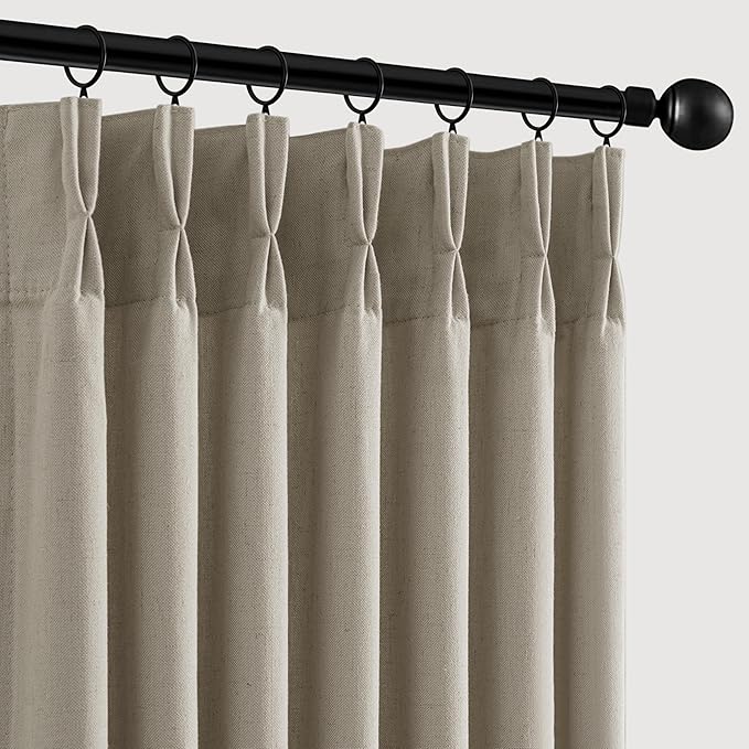 Memory Trained Pinch Pleated Curtains 92 Inches Long, Viral Linen Pinch Pleat by ANRODUO